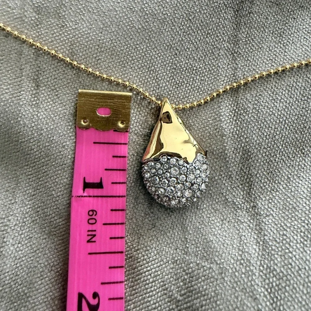 Alexis‎ Bittar Solanales Necklace Teardrop Pendant Pave Crystal Gold Tone 18